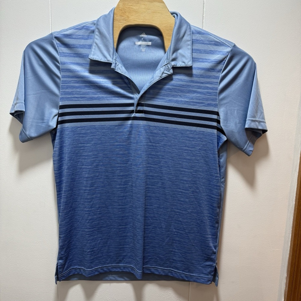 Adidas Golf Polo Men's Large Light Blue Activewear Lightweight Performance Shirt